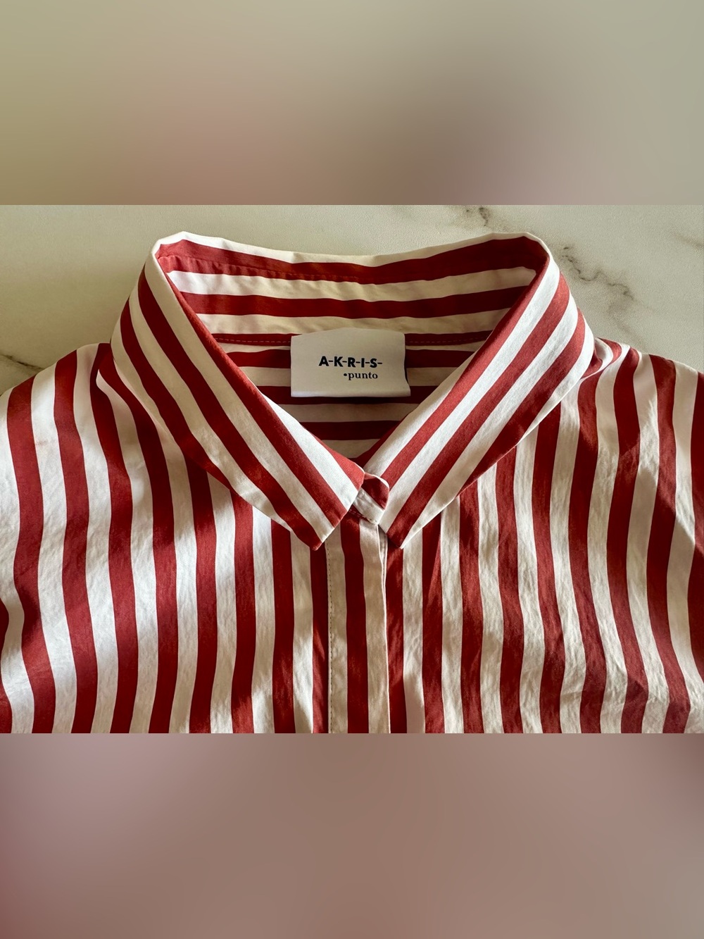 Akris Punto Red & White Striped Sleeveless Midi Dress with Pockets - size 12 - Picture 7 of 11